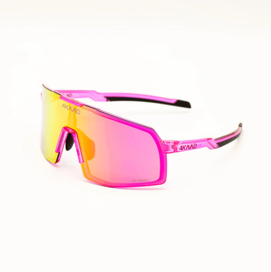 BEAT RACE Sports Glasses Clear Pink With Pink Mirror Lens